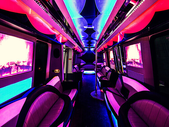 downtown miami party bus with dance poles
