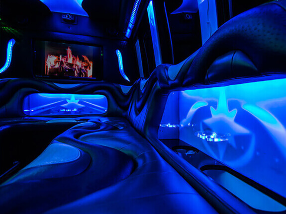 party bus with neon lights