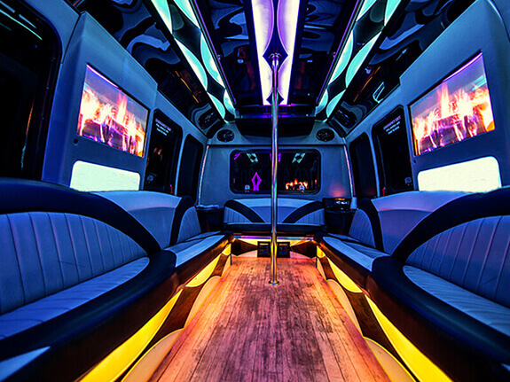 party bus with TVs