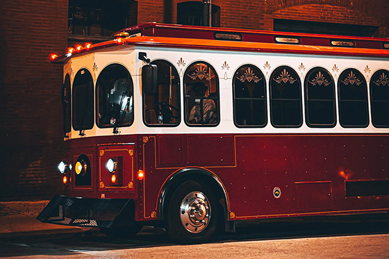 trolley at night